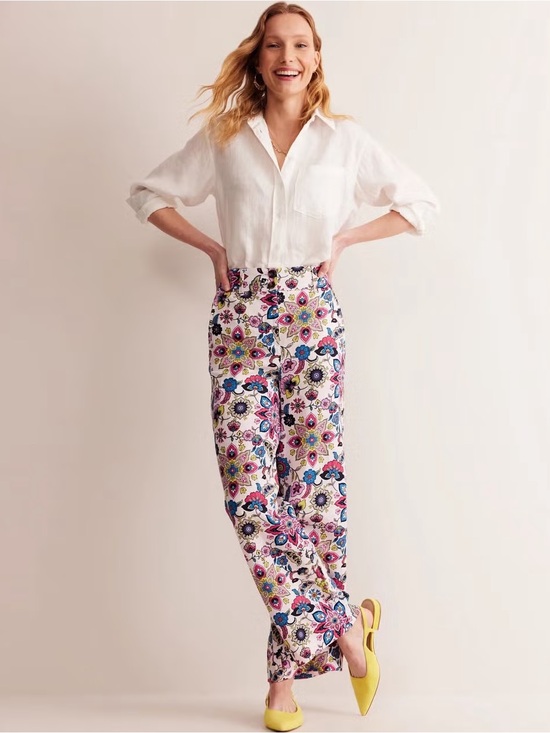 Boden Pants - Boden Westbourne Linen Trousers Wide Leg Flowy Floral Pants Size 4P